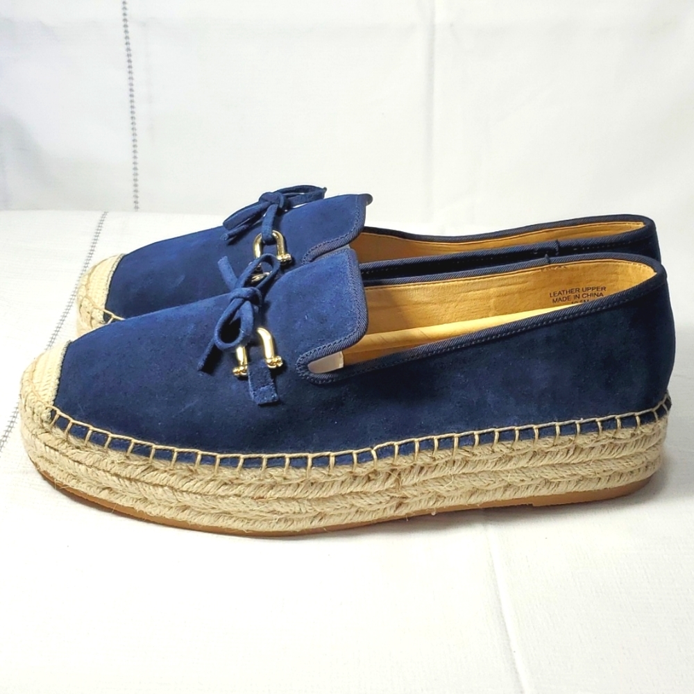 Talbots Navy Espadrilles with Gold Accents